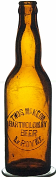 THOMAS MCKEON BARTHOLOMAY BEER EMBOSSED BEER BOTTLE