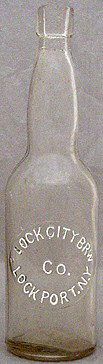 LOCK CITY BREWING COMPANY EMBOSSED BEER BOTTLE