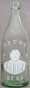 MODOC BEER EMBOSSED BEER BOTTLE