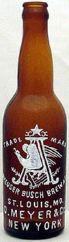 ANHUESER BUSCH BREWING ASSOCIATION EMBOSSED BEER BOTTLE