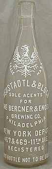 THE BERGNER & ENGEL BREWING COMPANY EMBOSSED BEER BOTTLE