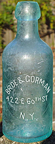 BROE & GORMAN WEISS BEER EMBOSSED BEER BOTTLE