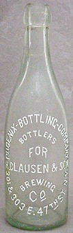 H. CLAUSEN & SON BREWING COMPANY EMBOSSED BEER BOTTLE