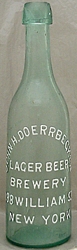 JOHN H. DOERRBECKER LAGER BEER BREWERY EMBOSSED BEER BOTTLE