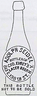 GEORGE EHRET'S LAGER BEER EMBOSSED BEER BOTTLE