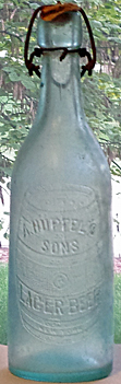 A. HUPFEL'S SONS LAGER BEER EMBOSSED BEER BOTTLE