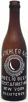 H. KOEHLER & COMPANY FIDELIO BEER EMBOSSED BEER BOTTLE