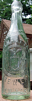 JOHN F BETZ MANHATTAN BREWERY EMBOSSED BEER BOTTLE