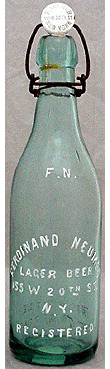 FERDINAND NEUMER LAGER BEER EMBOSSED BEER BOTTLE