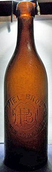 PIEL BROTHERS EAST NEW YORK BREWERY EMBOSSED BEER BOTTLE