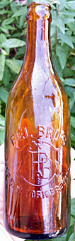 PIEL BROTHERS EAST NEW YORK BREWERY EMBOSSED BEER BOTTLE