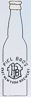 PIEL BROTHERS EAST NEW YORK BREWERY EMBOSSED BEER BOTTLE