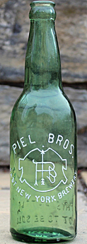 PIEL BROTHERS EAST NEW YORK BREWERY EMBOSSED BEER BOTTLE