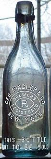 GEORGE RINGLER & COMPANY BREWERS EMBOSSED BEER BOTTLE