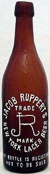 JACOB RUPPERTS NEW YORK LAGER BEER EMBOSSED BEER BOTTLE