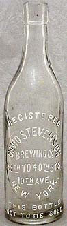 DAVID STEVENSON BREWING COMPANY EMBOSSED BEER BOTTLE