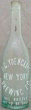 D. G. YUENGLING BREWING COMPANY EMBOSSED BEER BOTTLE