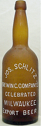 JOSEPH SCHLITZ BREWING COMPANY EMBOSSED BEER BOTTLE