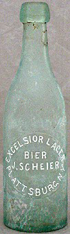 J. SCHEIER EXCELSIOR LAGER BIER EMBOSSED BEER BOTTLE