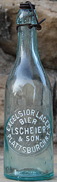 I. SCHEIER & SON EXCELSIOR LAGER BIER EMBOSSED BEER BOTTLE