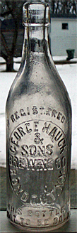 GEORGE HAUCK & SONS BREWING COMPANY EMBOSSED BEER BOTTLE