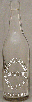 GEORGE HAUCK & SONS BREWING COMPANY EMBOSSED BEER BOTTLE