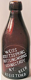 SCOTT SPRING BOTTLING WORKS WEISS BEER EMBOSSED BEER BOTTLE