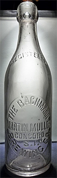 THE BACHMANN BREWING COMPANY EMBOSSED BEER BOTTLE