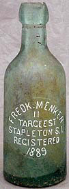 FREDERICK MENKEN WEISS BEER EMBOSSED BEER BOTTLE