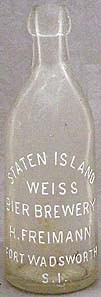 STATEN ISLAND WEISS BIER BREWERY EMBOSSED BEER BOTTLE