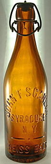 JOHN F. SCANLAN WEISS BEER EMBOSSED BEER BOTTLE