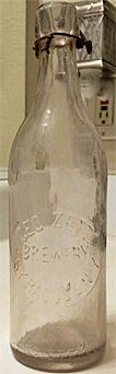 GEORGE ZETT BREWERY EMBOSSED BEER BOTTLE