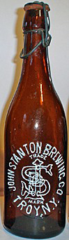 JOHN STANTON BREWING COMPANY EMBOSSED BEER BOTTLE