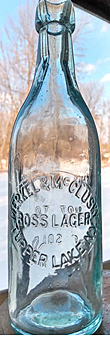 MERKEL & MCCLUSKY BOSS LAGER EMBOSSED BEER BOTTLE