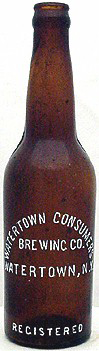 WATERTOWN CONSUMERS BREWING COMPANY EMBOSSED BEER BOTTLE