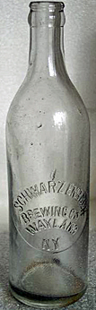 SCHWARZENBACH BREWING COMPANY EMBOSSED BEER BOTTLE