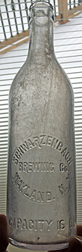 SCHWARZENBACH BREWING COMPANY EMBOSSED BEER BOTTLE