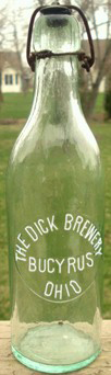 THE DICK BREWERY EMBOSSED BEER BOTTLE