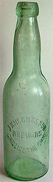 J. KNECHT & SON BREWERS EMBOSSED BEER BOTTLE