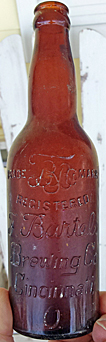 F. BARTELS BREWING COMPANY EMBOSSED BEER BOTTLE