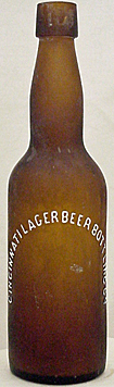 CINCINNATI LAGER BEER BOTTLING COMPANY EMBOSSED BEER BOTTLE