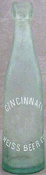 CINCINNATI WEISS BEER COMPANY EMBOSSED BEER BOTTLE