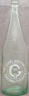 THE GERKE BREWING COMPANY EMBOSSED BEER BOTTLE