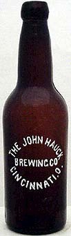 THE JOHN HAUCK BREWING COMPANY EMBOSSED BEER BOTTLE