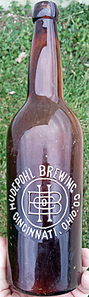 THE HUDEPOHL BREWING COMPANY EMBOSSED BEER BOTTLE