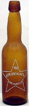 THE JUNG BREWING COMPANY EMBOSSED BEER BOTTLE