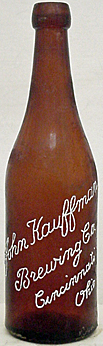 THE JOHN KAUFFMAN BREWING COMPANY EMBOSSED BEER BOTTLE