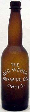 THE GEORGE WEBER BREWING COMPANY EMBOSSED BEER BOTTLE