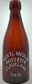 WENZL MEDLIN WEISS BEER EMBOSSED BEER BOTTLE