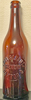 ADAM SCHANTZ BREWERY EMBOSSED BEER BOTTLE